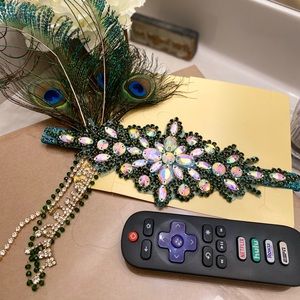 1920s Peacock Headband Flapper Feather Headpiece